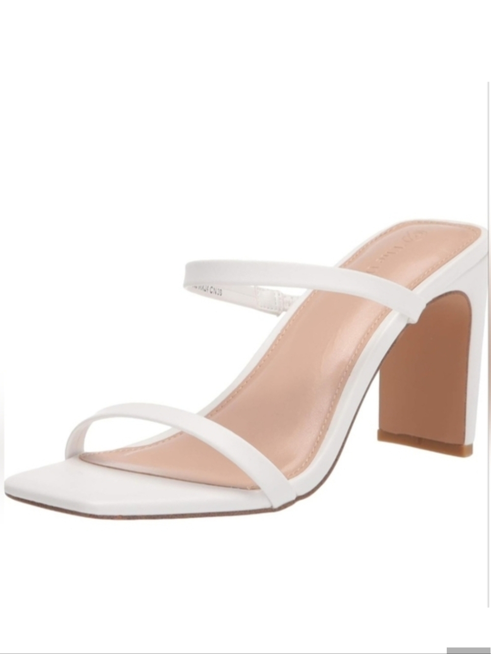 The Drop Avery White Heels Square Toe Block Heel Strappy Sandals Size 8